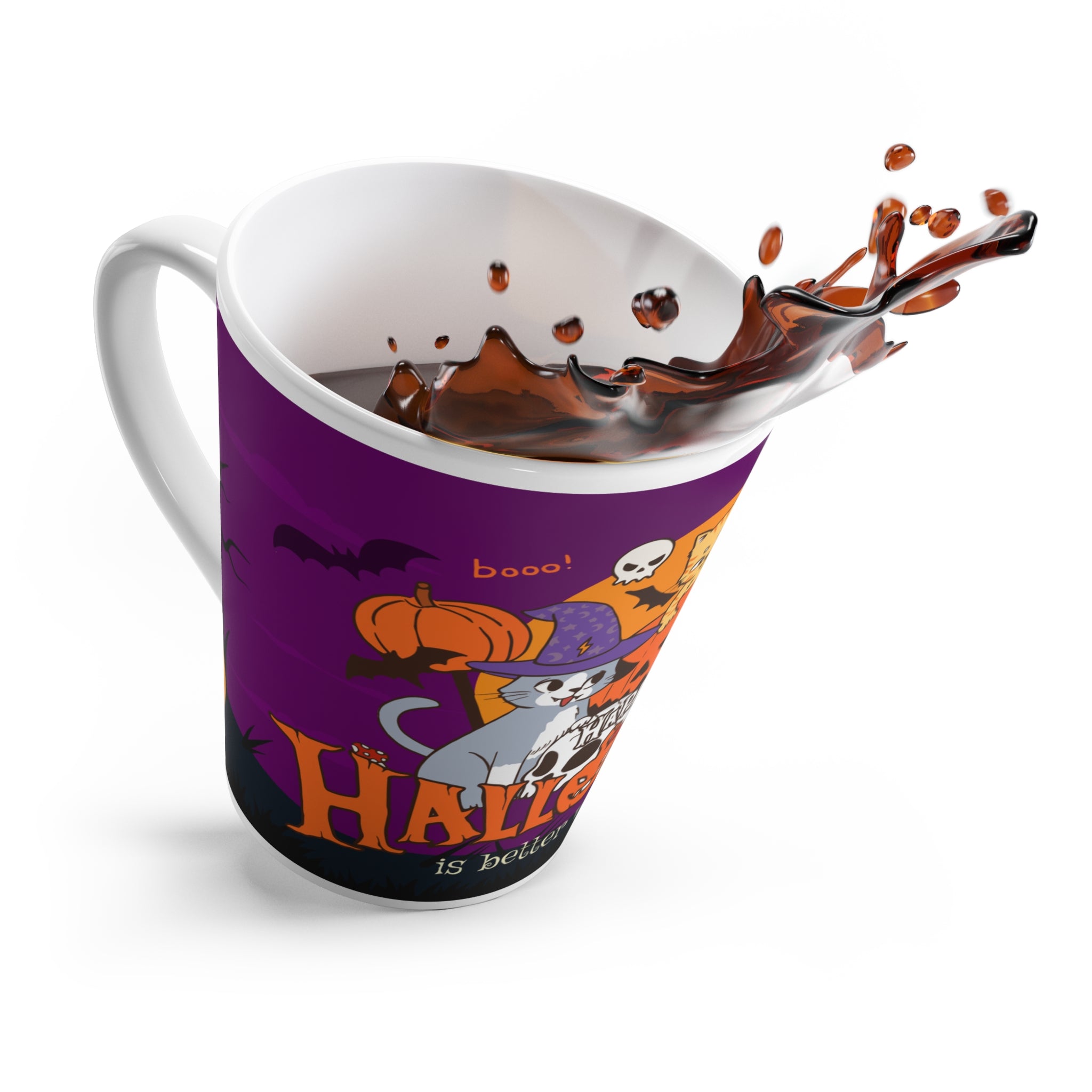 Happy Halloween is Better with Cats | Latte Mug